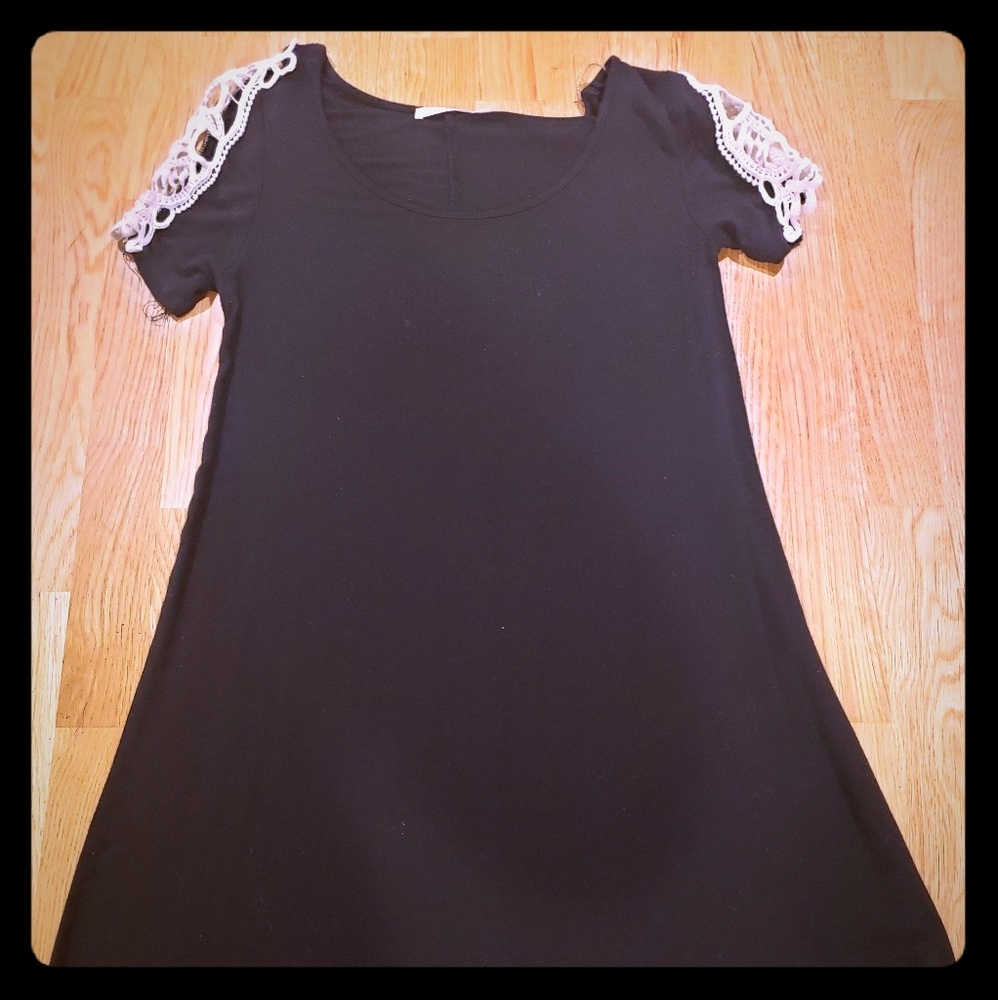 LBD with embroidered sleeves